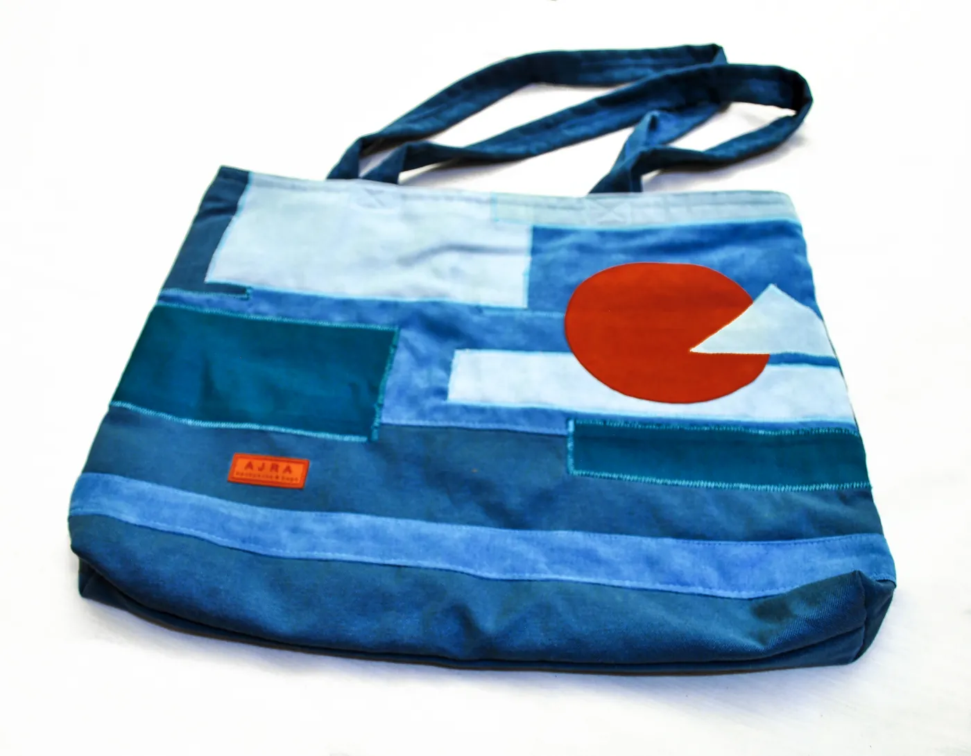 Denim patchwork tote