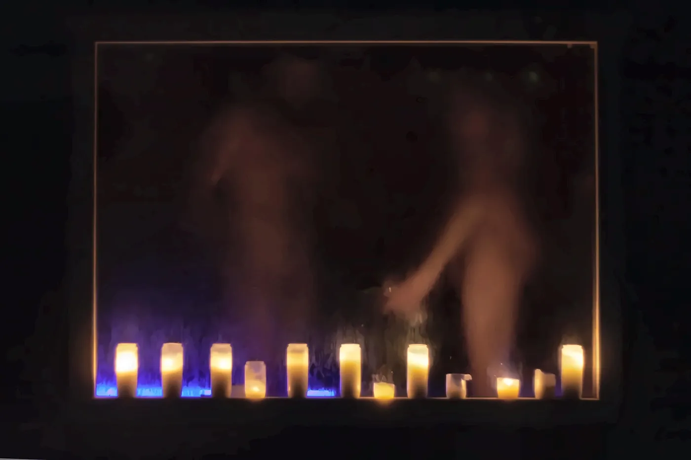 Candles in the sauna window