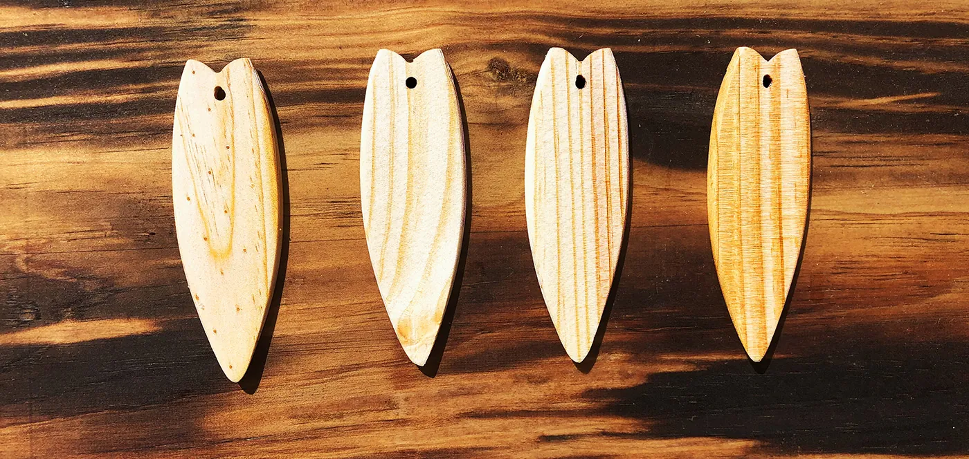 Miniature surfboard pendants (FabFarm)