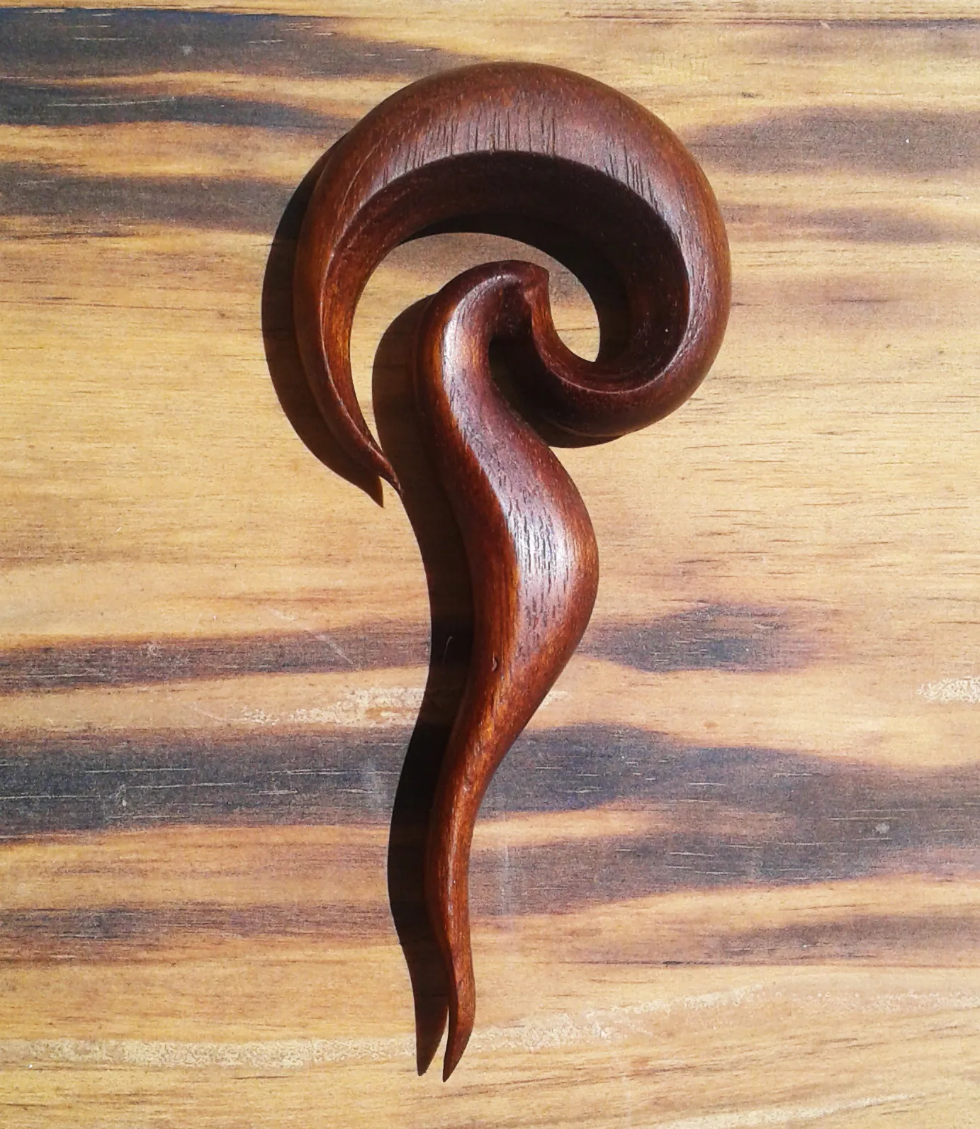 Wooden spiral earring
