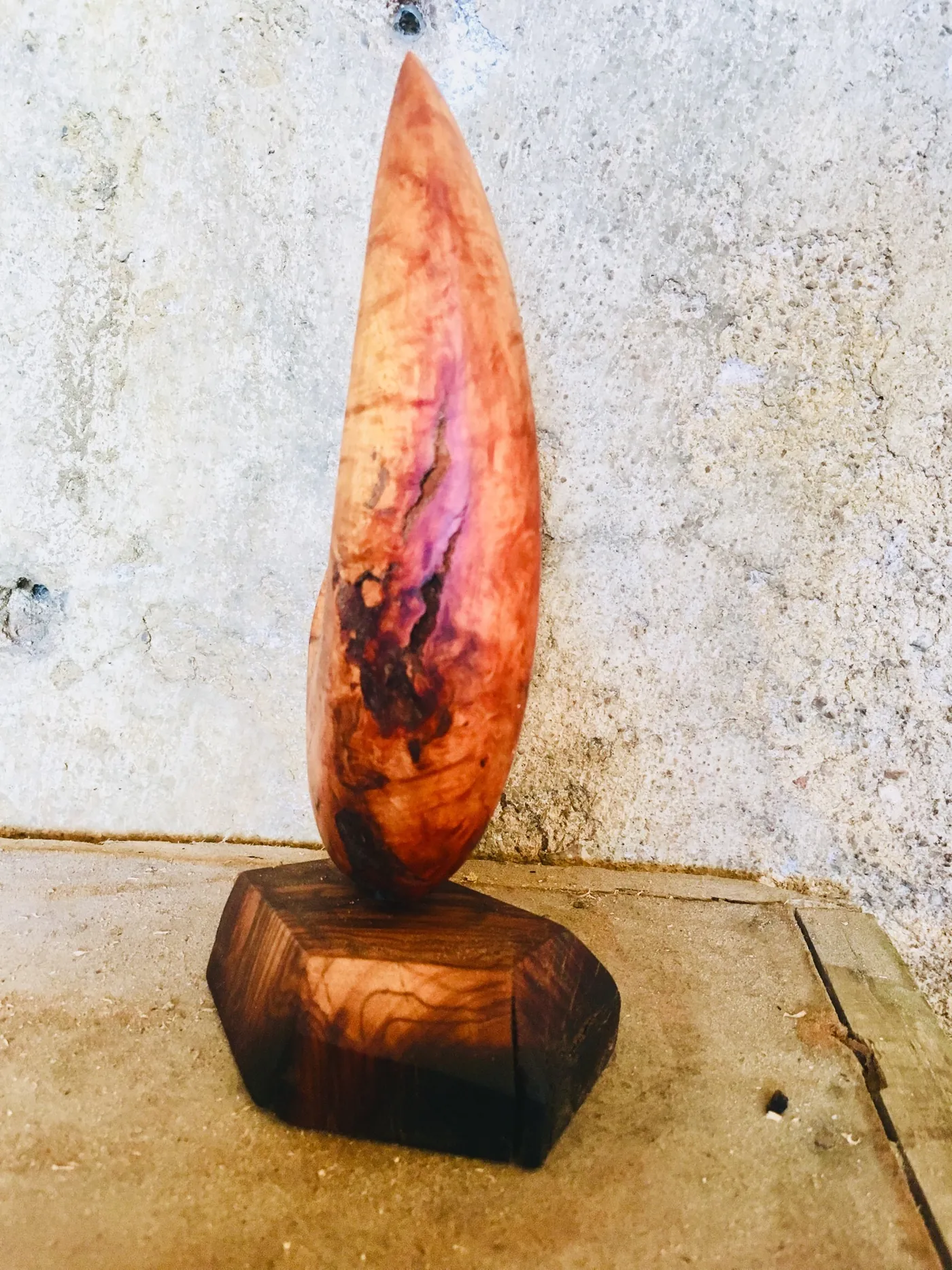 Flame carved from polished briar (heather root)