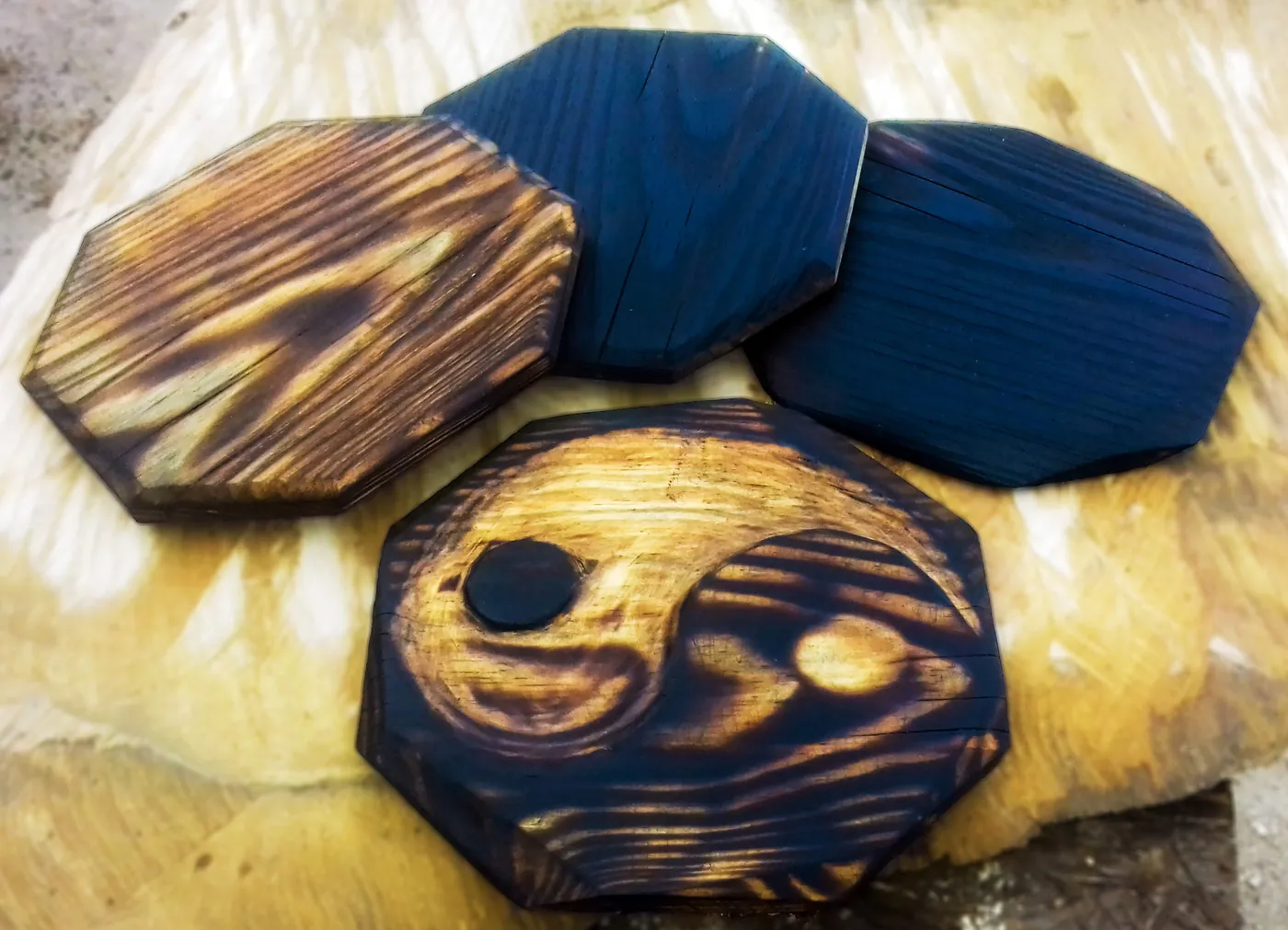 Charred wood trivets and accessories